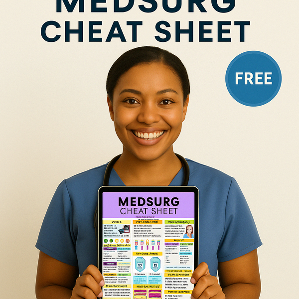 Nurse with free MedSurg Cheat Sheet