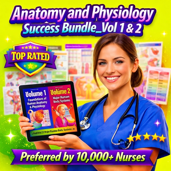 Anatomy and Physiology Success Bundle_Vol 1 & 2 | Human Anatomy | Nursing Student | Flashcards, Cheat Sheet, Coloring Book and Worksheets